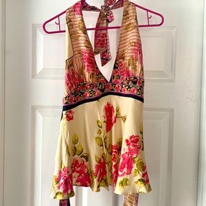 Nicole miller silk halter tie in the back top